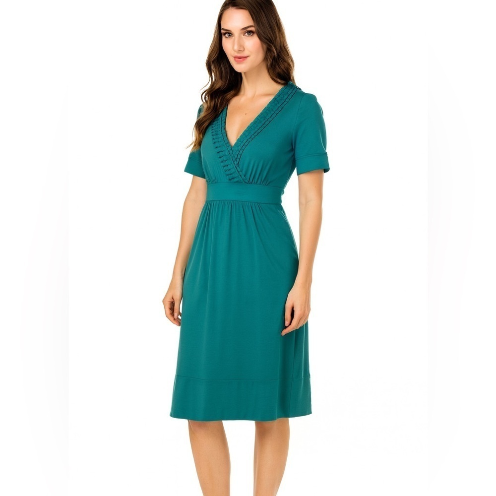 MAX & CLEO Y2K ruffle babydoll teal green dress vintage feminine womens size 4